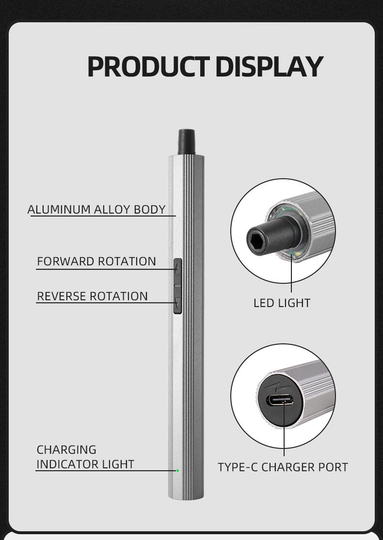 Pen Style Mini Electric Screwdriver Metal Body Magnetic Suction Screw Driver Head details