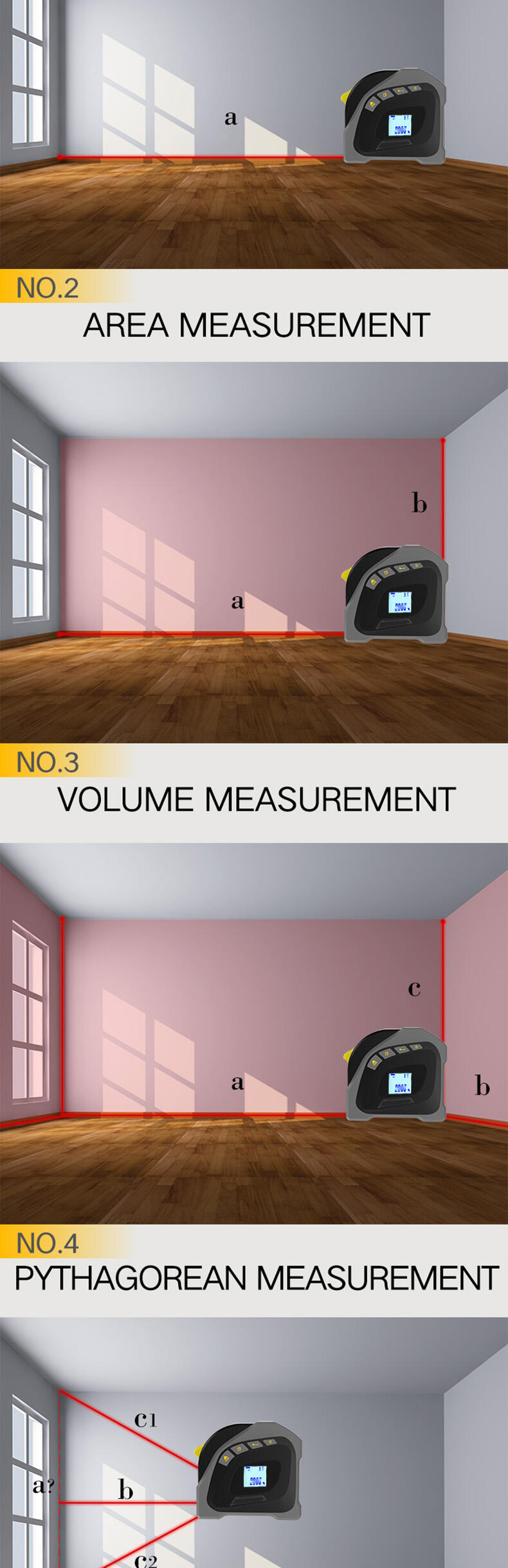 All-in-one Laser Tape Measuring With USB Charging For Measuring Instrument 40m 50m supplier