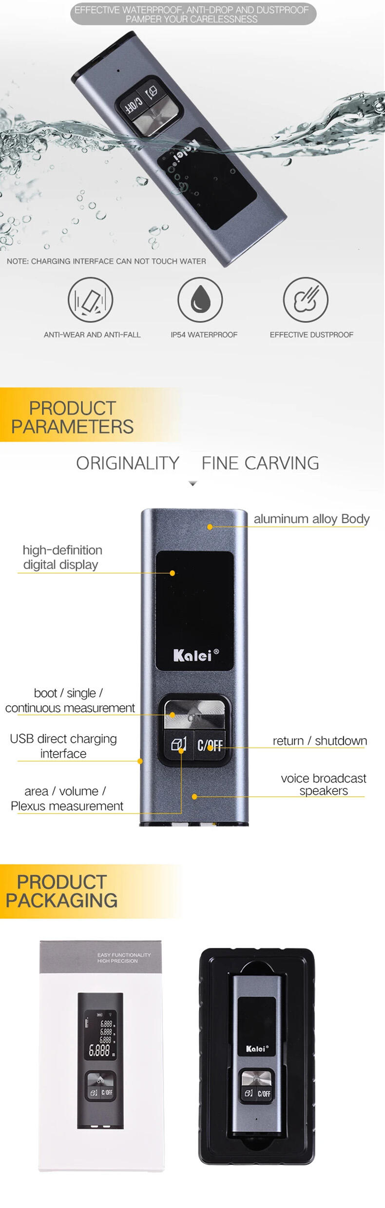 40m Aluminum USB high quality Laser Distance Meter Prices Laser Range Finder Long Range Finder for Room, Apartment,  Building,Factory, Warehouse factory