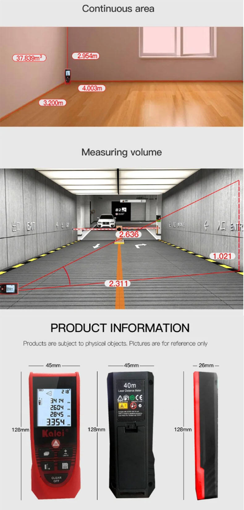 KALEI 40m-120m Red-Beam Infrared Rangefinder with Mute&Voice Function Handheld Digital Measuring Tools Laser ODM OEM Rangefinders Laser Meter details