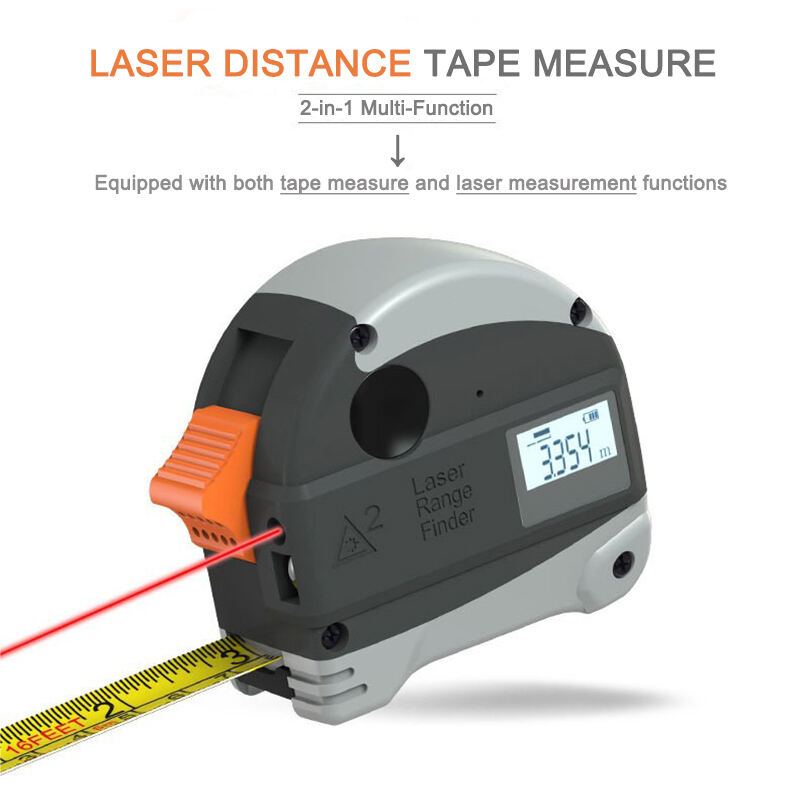 2 Tools In 1 High Quality Portable Construction Tools Electronic Smart Waterproof Laser Tape Measure with LCD Display manufacture