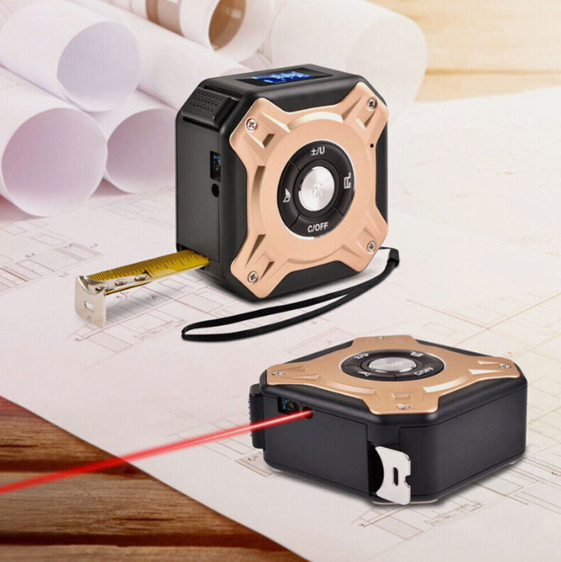 Alloy Metal Square Footage Infrared Digital Tool 2-In-1 Laser Tape Measure with LCD Screen&Laser Cross Line OEM Customization Service details