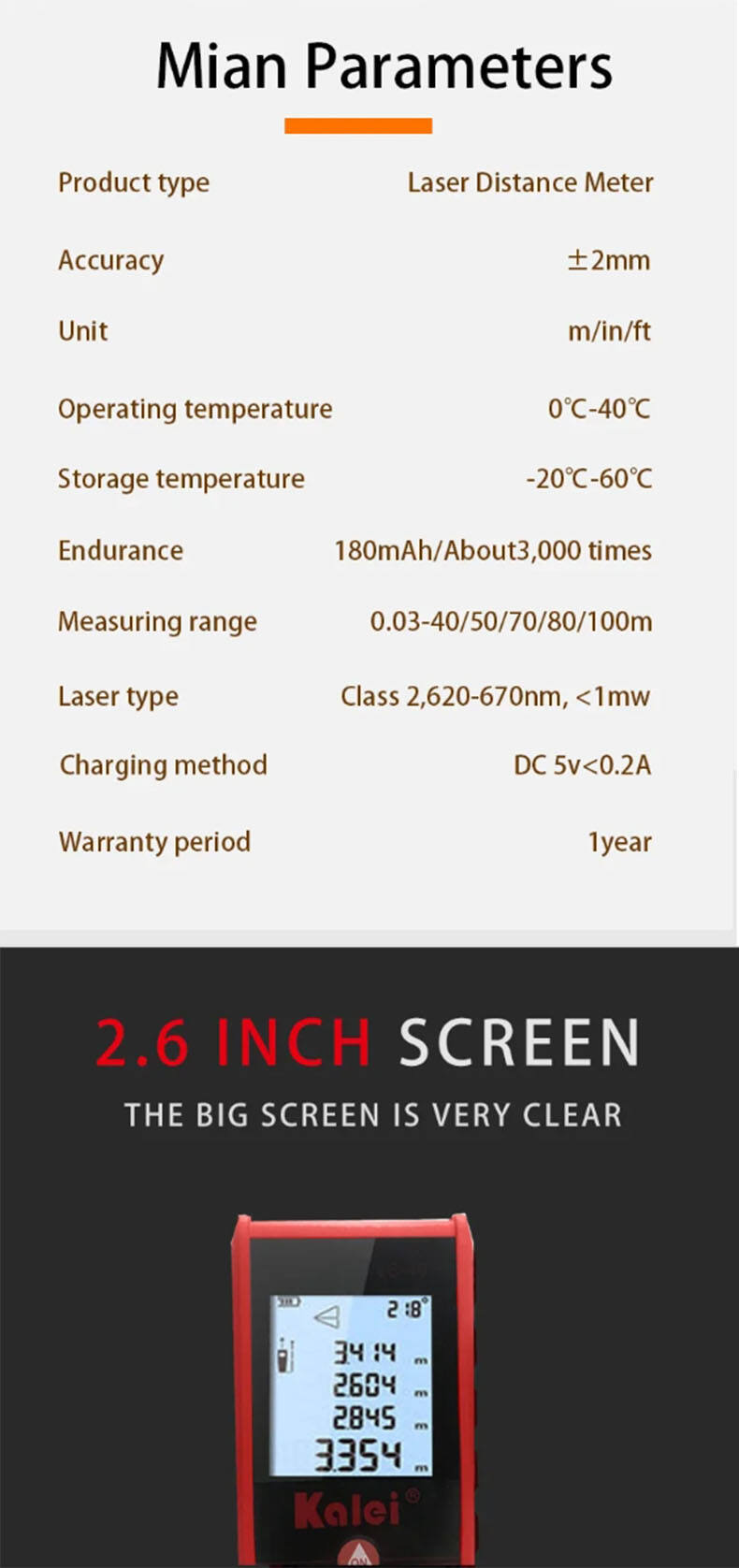 Laser Ranging Tools 40m 60m 80m 100m 120m Support Customization ±2mm Accuracy Adjustable Electronic Angle supplier