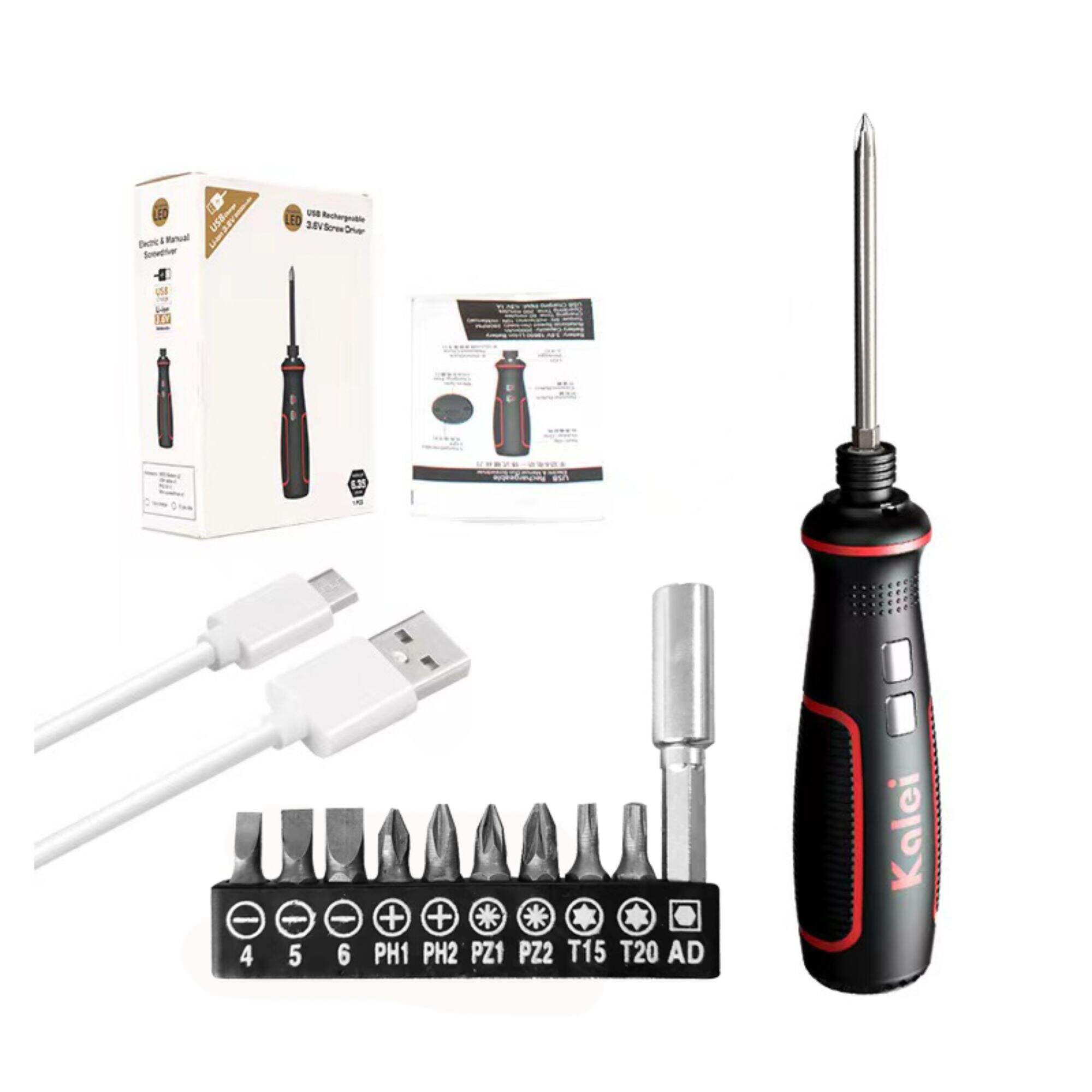 Handheld Electric Screwdriver Drill Rechargeable 3.6V Power Screw Driver Bit Set