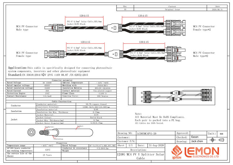 Solar Panel Connector 1000V DC 30A 1 to 2/3/4 Solar Cable Combiner Y Branch Connector PV Solar  Cable Parallel Adaptor manufacture