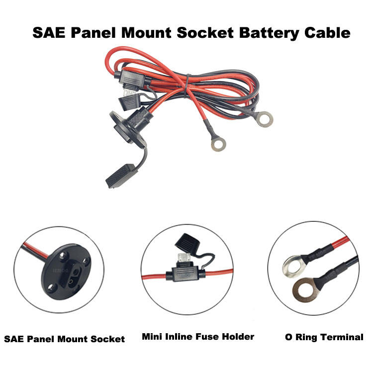 SAE Extension Cable, 2FT 10AWG SAE Battery Connector, Ring Terminal Harness Accessory Cable factory