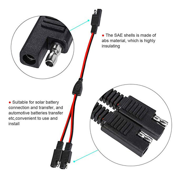 1 to 2 SAE Adapter Connector 2 Way  Y Splitter Extension cable supplier