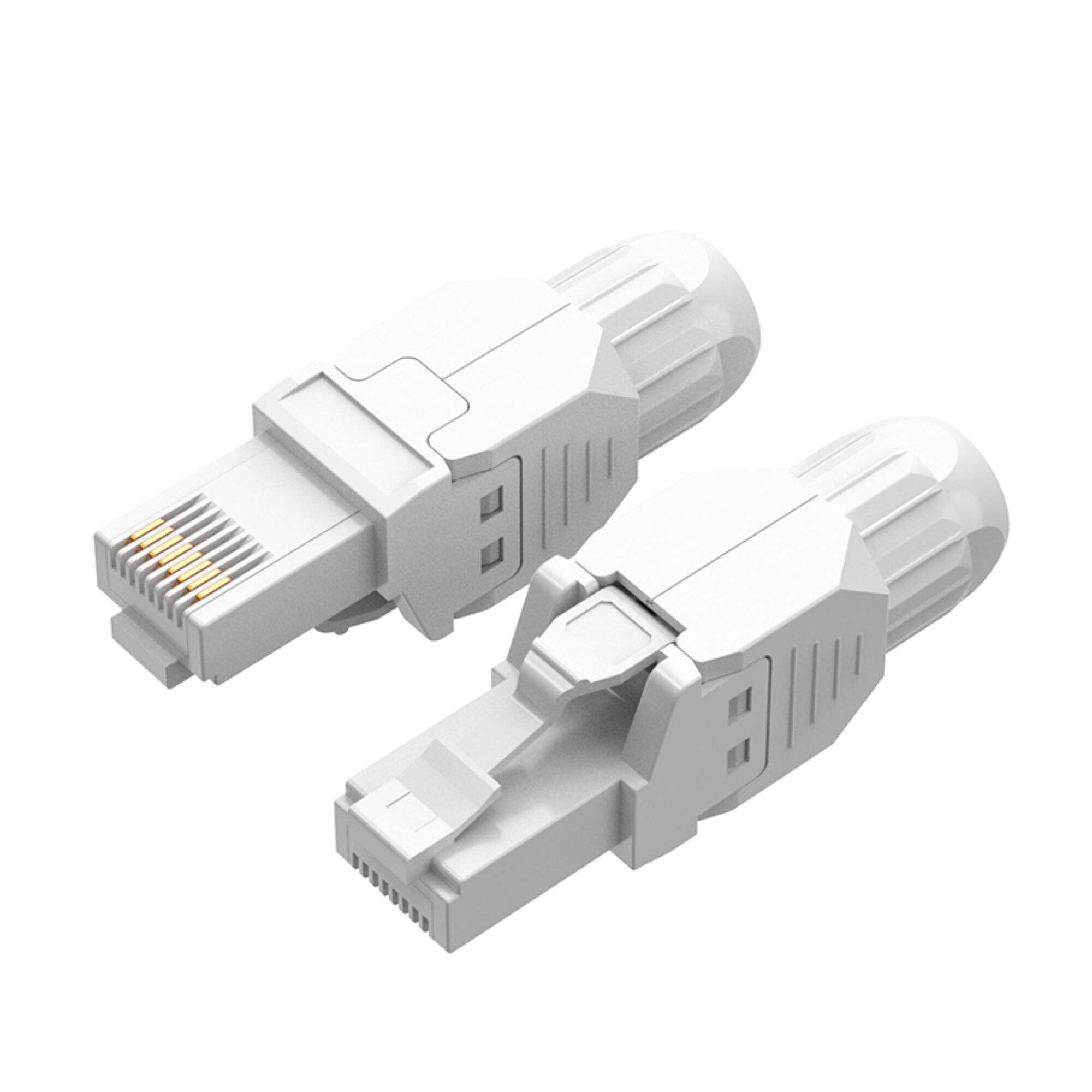 RJ45 Connector Tool-Free, CAT6 Field Termination Plug, UTP CAT6 Connector Toolless white