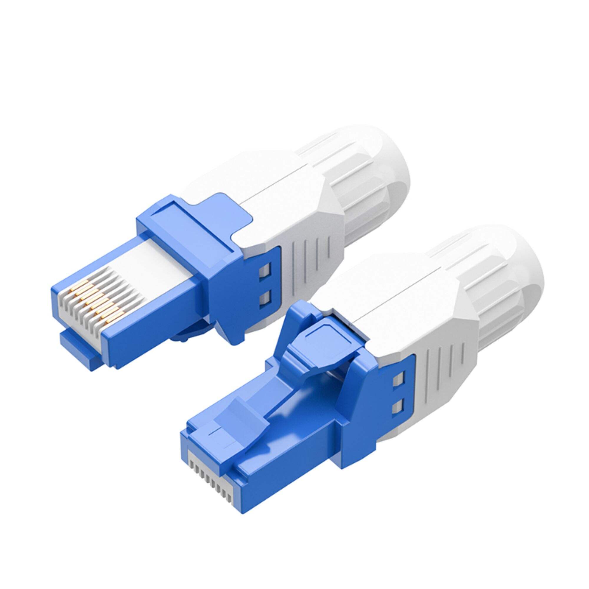 Cable Matters Conector de clavija de terminación sin blindaje Cat5e Cat6 Cat6a RJ45 sin herramientas Azul