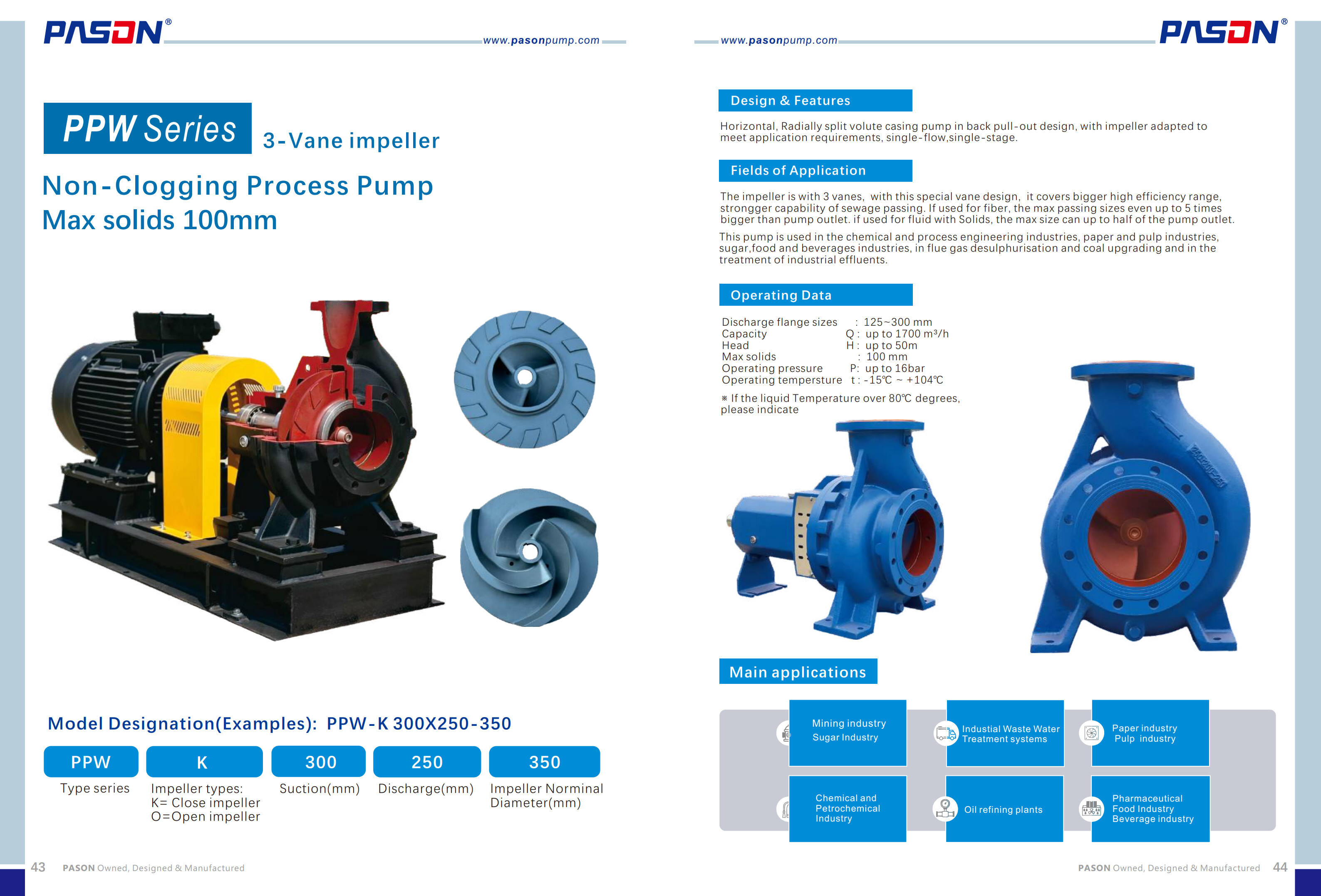 3-Vane Open/close Impeller Non-Clogging Process Chemical Pump Handing Max Solids 100mm for Sugar, Mining, Pulp, Beverage, Industries supplier