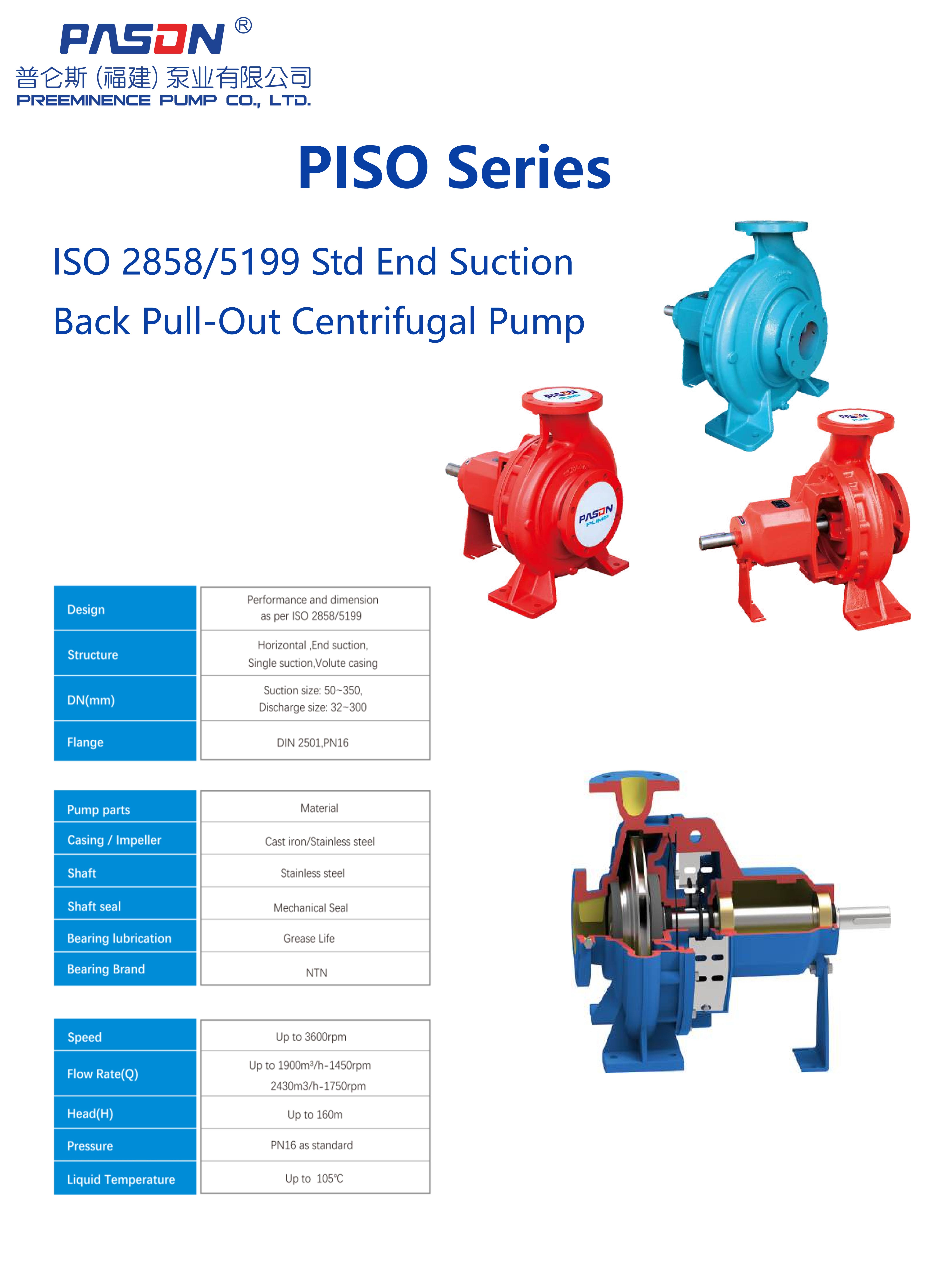 PASON Heavy Duty Cast Iron Centrifugal Water Pump Stainless Steel Impeller Graphite Gland Packing Seal Low Pressure Industrial manufacture