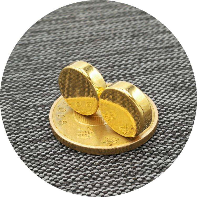 N52 N45 N35 Small Disc Neodymium Magnet with Gold Coating manufacture