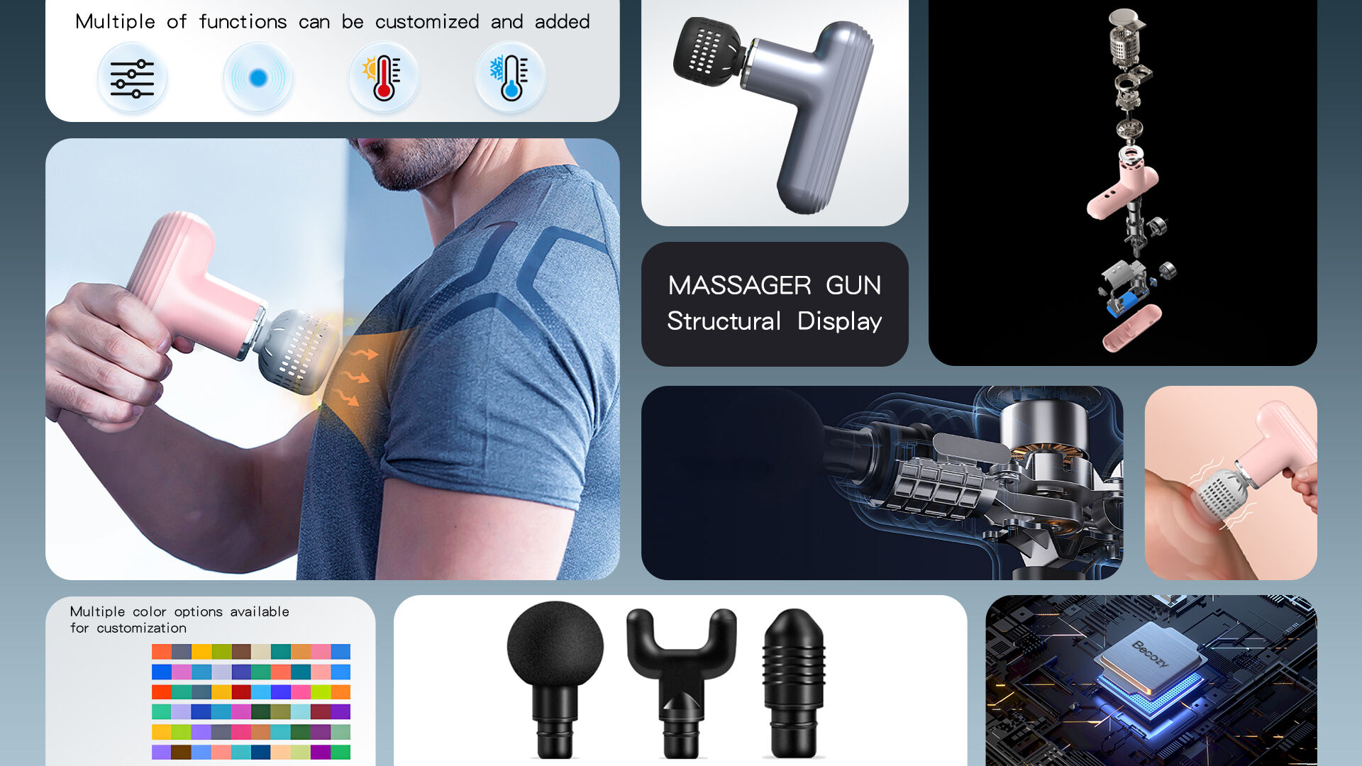 Wholesale OEM ODM  Deep Tissue Fascia Muscle With Heat Percussion Massager Fascial Handheld details