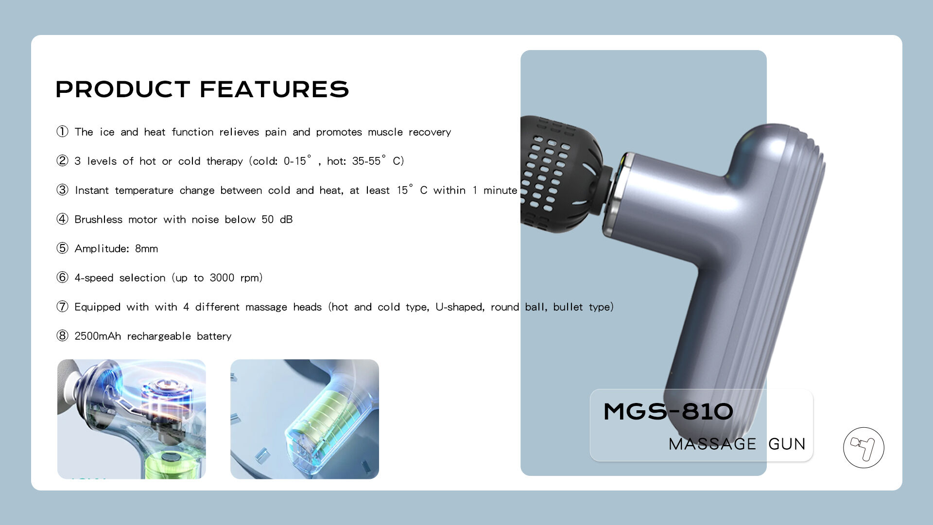 Wholesale OEM ODM  Deep Tissue Fascia Muscle With Heat Percussion Massager Fascial Handheld manufacture