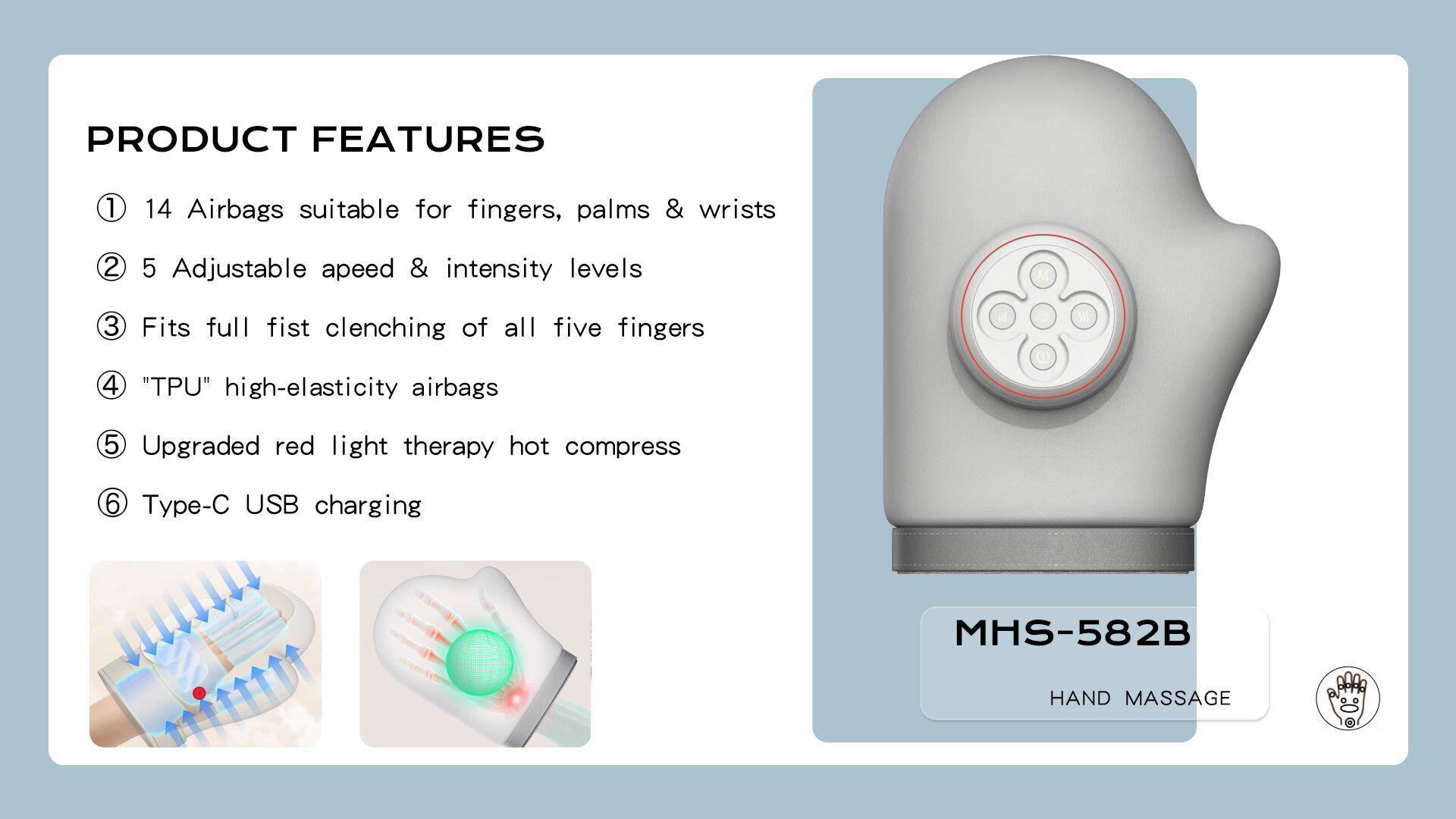 Pro-Grade Hand Massager (becozy MHS-652b) 3D Therapy-Heat/Air Pressure Modes Musical Function 1-Year Warranty Massage manufacture