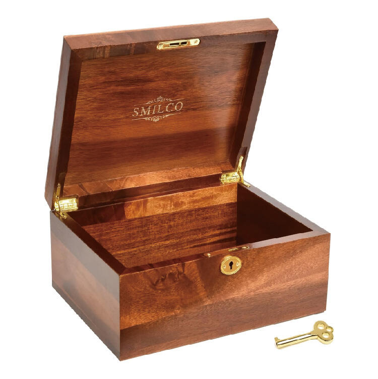 Wooden keepsake Box with Hinged Lid Acacia Wood Hand-Crafted Wooden Box manufacture