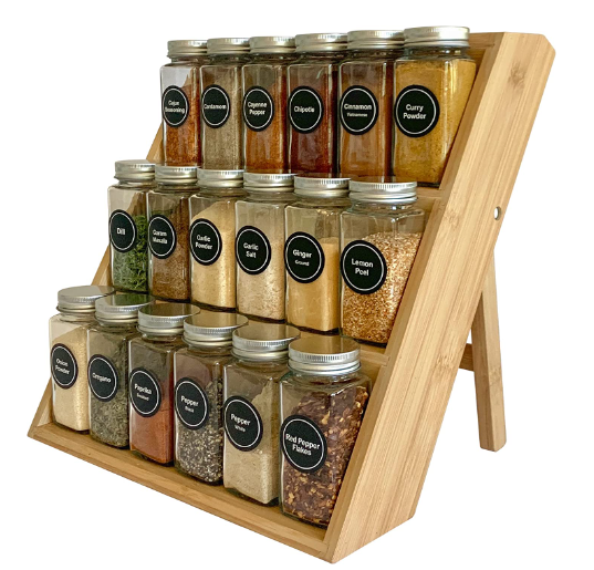 Bamboo Spice Rack 3 Tiers Kitchenware Home Appliance Free Standing for Cabinet Drawers and Countertop factory