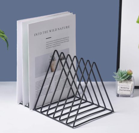 Black Triangle Metal Wire Vinyl Record Storage, Plate Rack, for Magazines, Files, Albums Folders, 9 Slot (2PCS) details