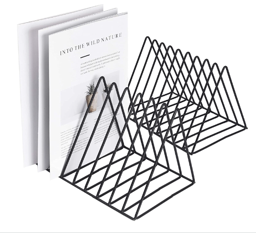 Black Triangle Metal Wire Vinyl Record Storage, Plate Rack, for Magazines, Files, Albums Folders, 9 Slot (2PCS) factory