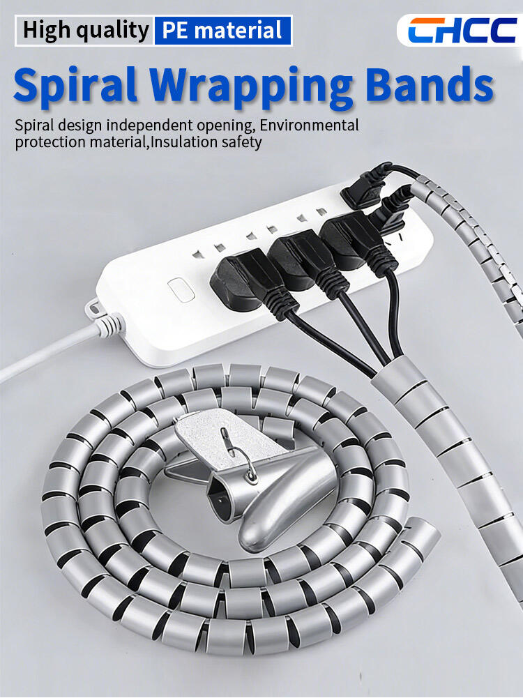 product pe material 18mm spiral wrapping cable cover organizer tube flexible wrap cable management sleeve wholesale-1