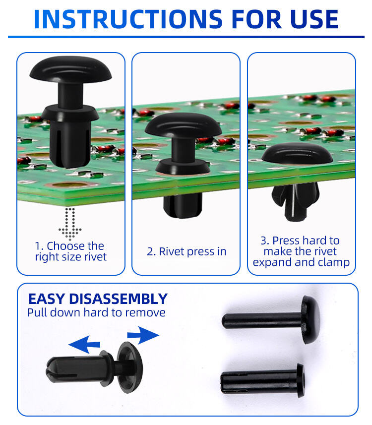 product flat rivets black white plastic nylon barbed rivets r type-4