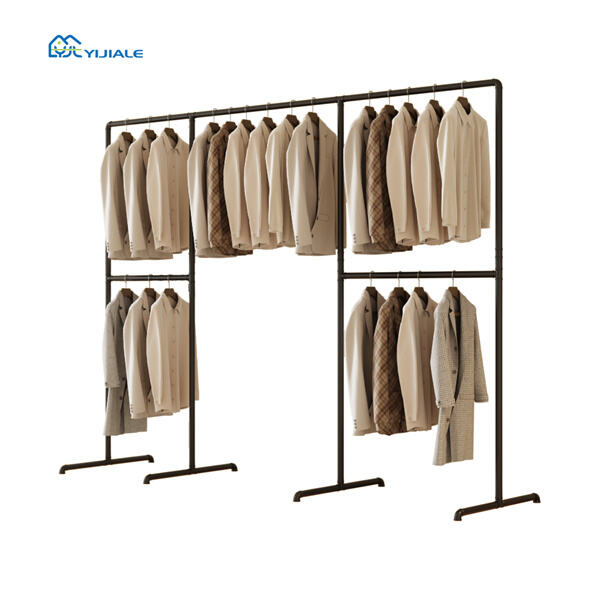 Say goodbye to overcrowded closets with a standing hanger
