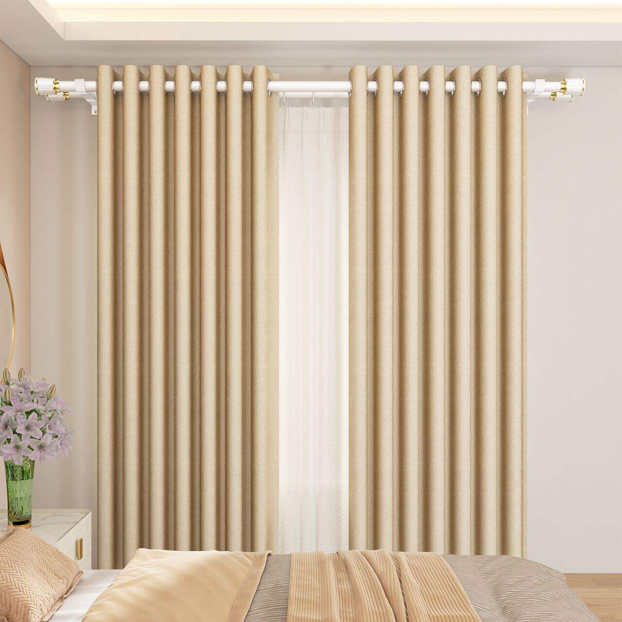 Enjoy a Double Style with Curtain Rods.