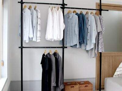 Punch-free portable DIY wardrobe for rental properties