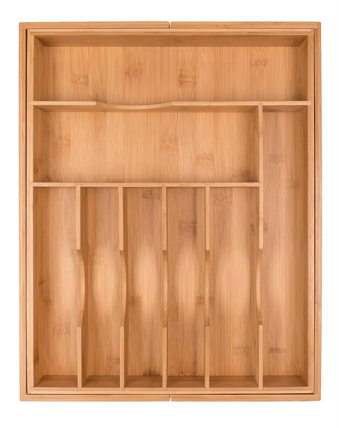 Bamboo Expandable Utensil Holder Cutlery Storage Tray Kitchen Drawer Organizer for Cutlery Silverware & Flatware Storage details