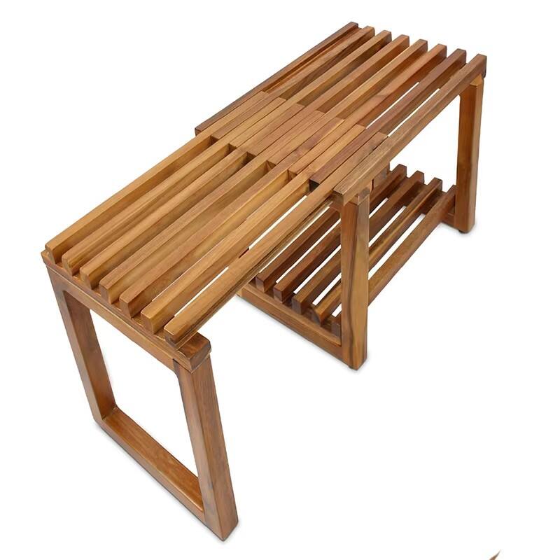 product wholesale modern acacia wood entryway bench with storage organizer shelf shower stool living room hallway bedroom-2
