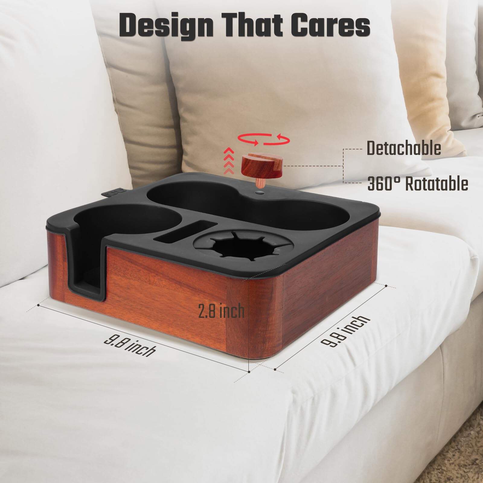 product custom couch cup holder with phone stand sofa snack tray with remote control storage couch caddy sofa organizer for living room-8