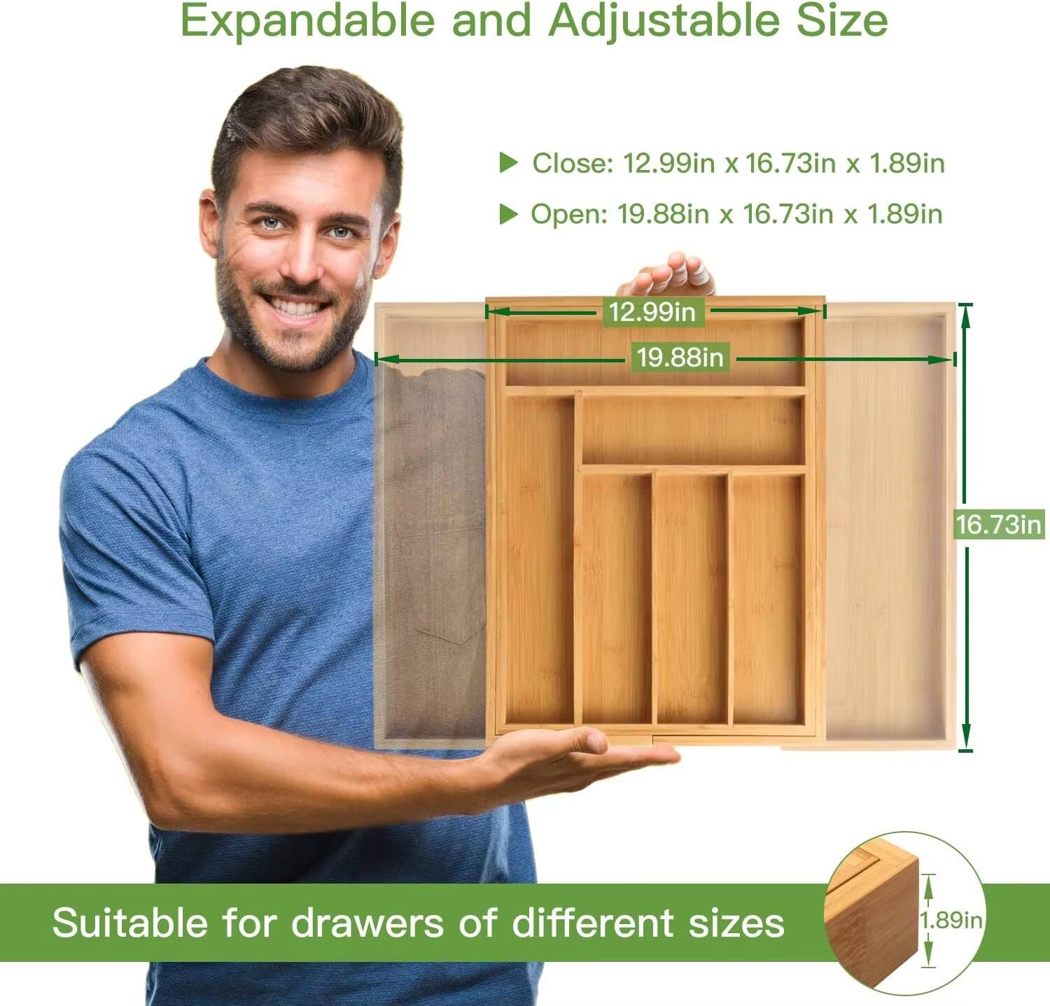 product expandable silverware organizer with cutlery for utensils flatware dividers large cutlery holder kitchen drawer organizer-10