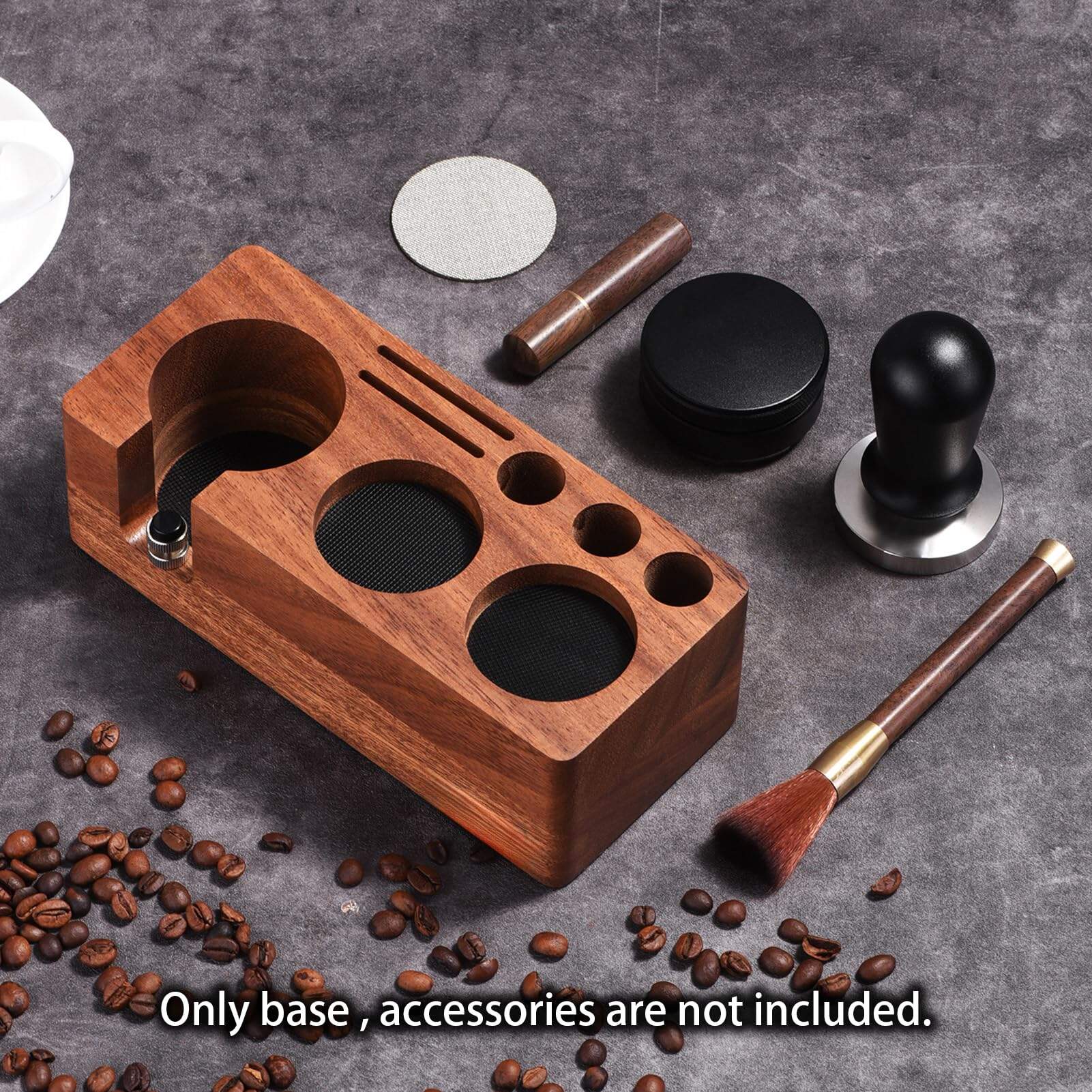 product custom wood espresso tamper station coffee tool organizer with portafilter holder barista coffee accessory gear storage rack-6