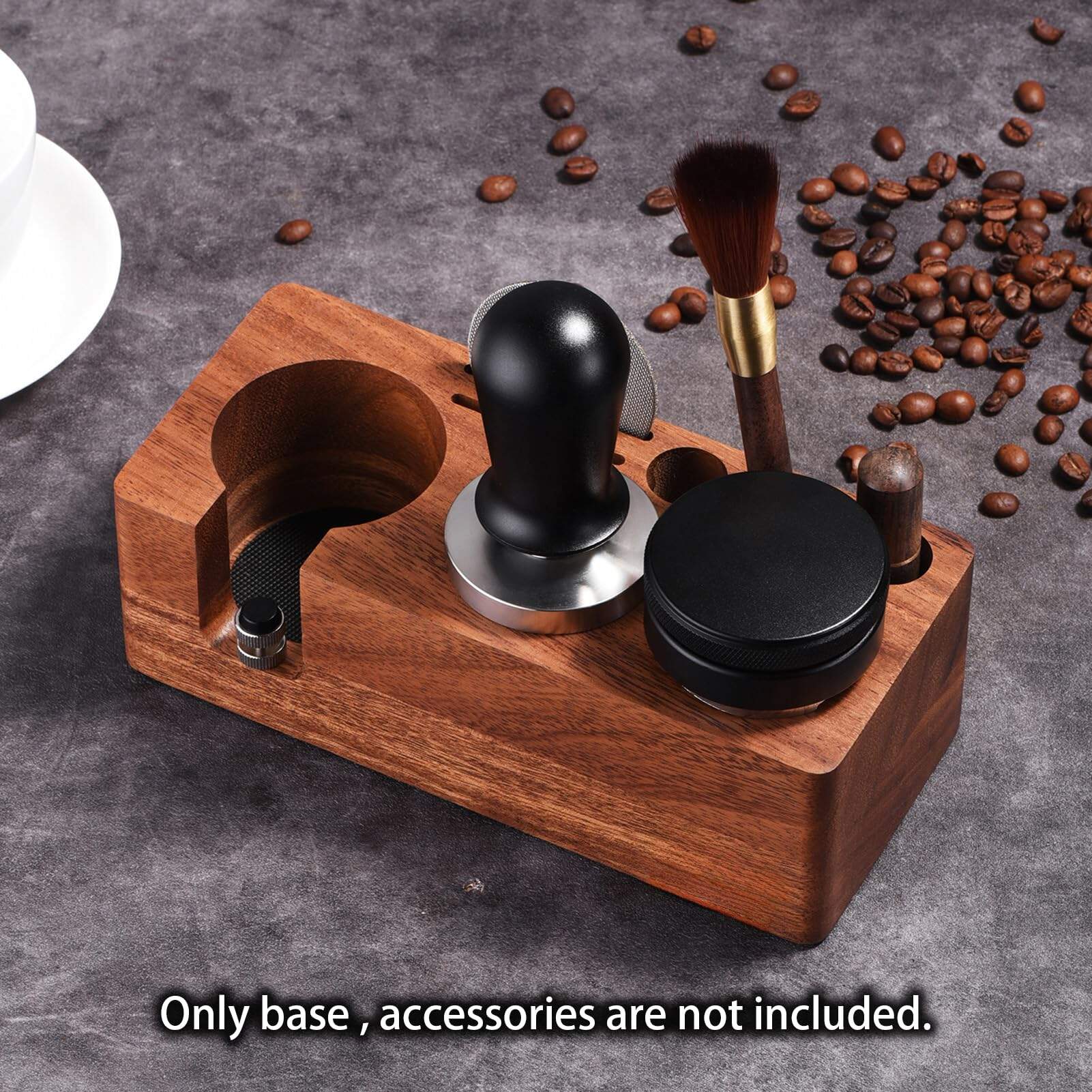 product custom wood espresso tamper station coffee tool organizer with portafilter holder barista coffee accessory gear storage rack-5