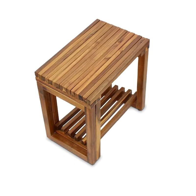 product wholesale modern acacia wood entryway bench with storage organizer shelf shower stool living room hallway bedroom-3
