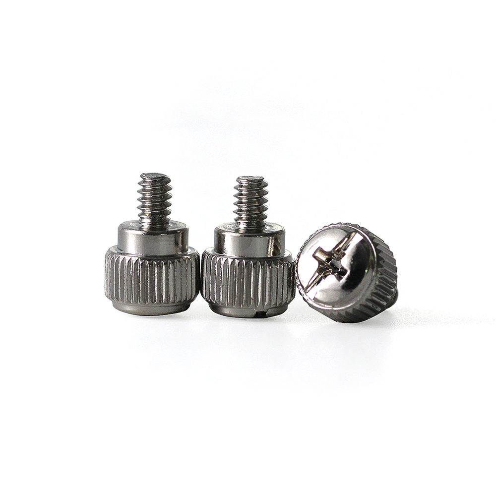 High precision stainless steel bronze brass knurled screw custom round anodized aluminum knurled thumb screw details