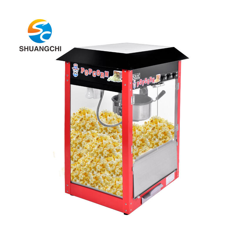 Guangzhou Factory Electric Cinema Popcorn Machine Commercial 8Oz Popcorn Making Machine Industrial Popcorn Machine With Roof Top