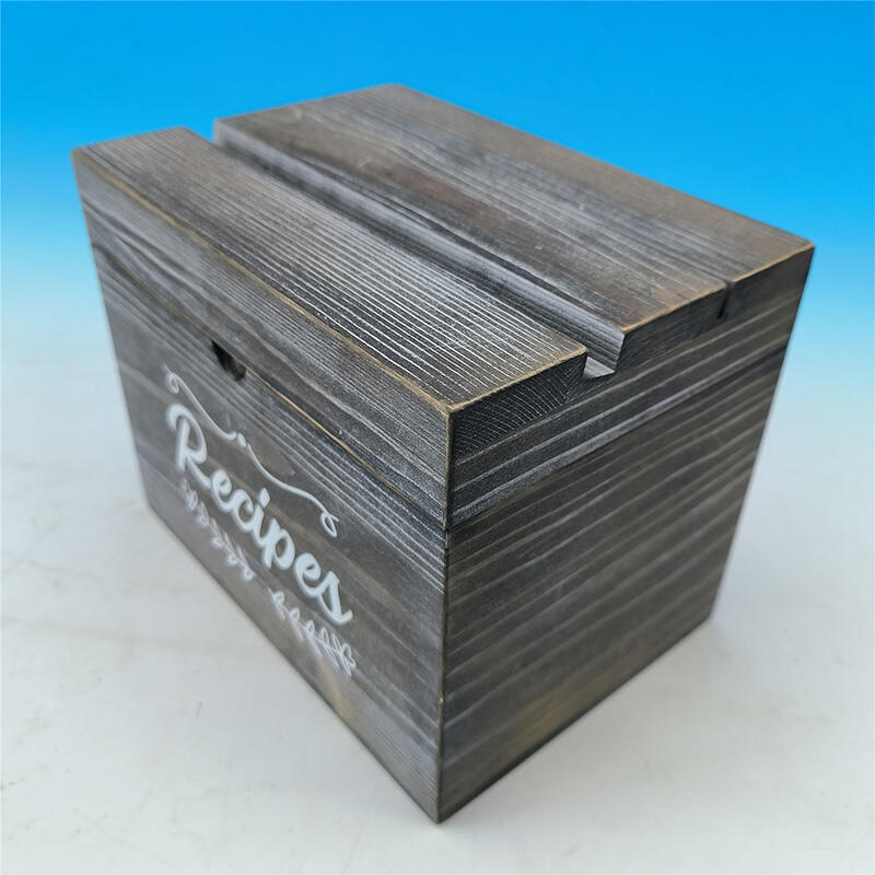 spersonalizowane drewniane pudełko na przepisy w stylu vintage na karty