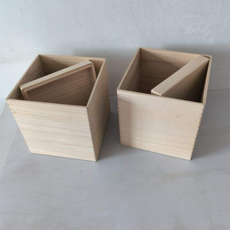custom square paulownia wood urn box  cinerary casket for japan korea market wholesale