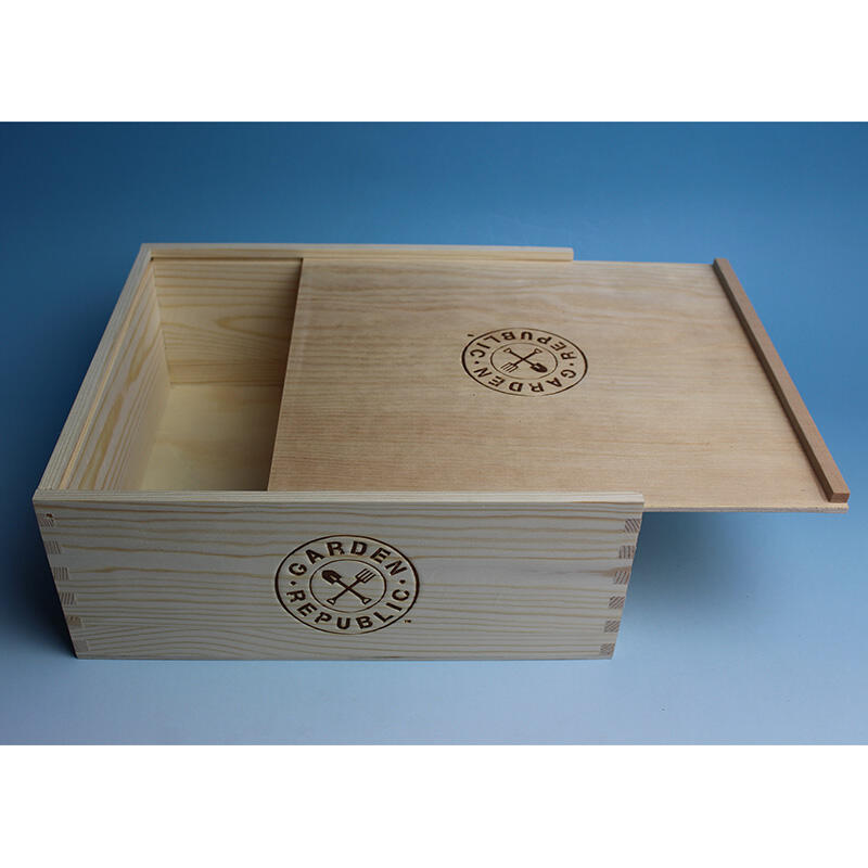 custom  pine wooden gift box with sliding lid top for packaging wholesale