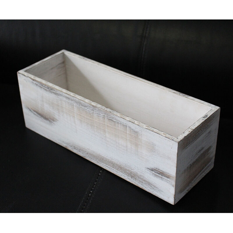 decorative rectangle vintage rustic shabby chic wood succulent planter box indoor with waterproofer