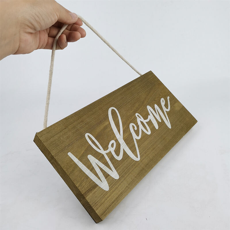 Decorative hanging wooden notice board with rope