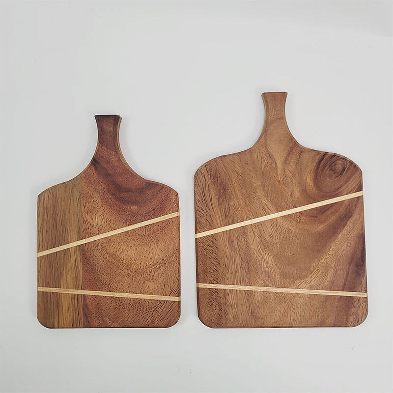 kitchen cheese cake acacia wooden cutting board with handle set of 2