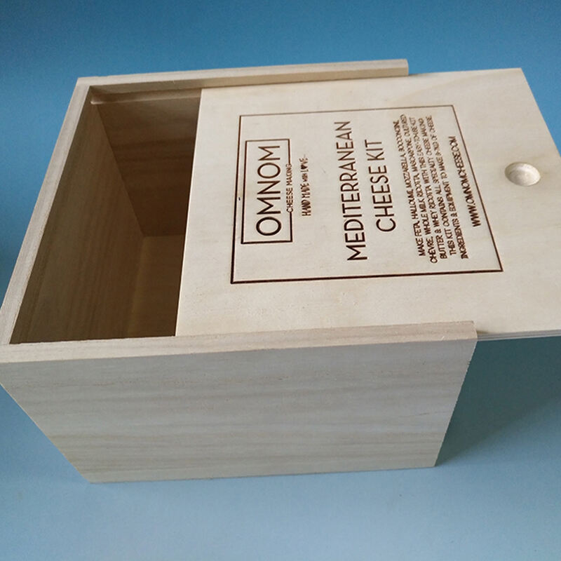 kotak kayu penyimpanan kemasan kit keju dengan tutup geser