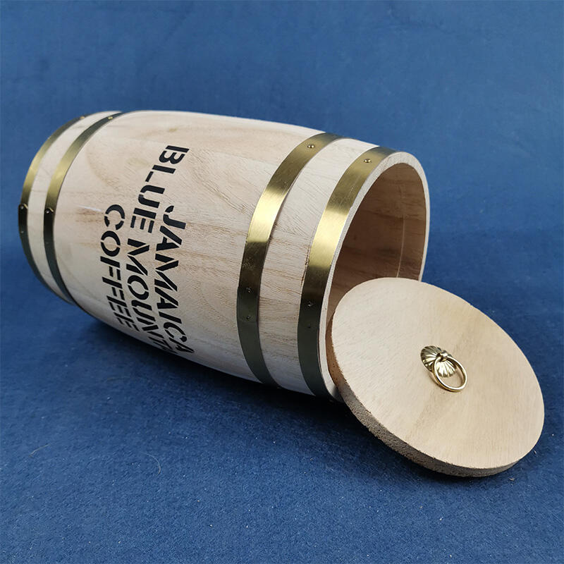 personalizzare il contenitore per la conservazione dei chicchi di caffè in legno con tubi a forma di botte per la visualizzazione