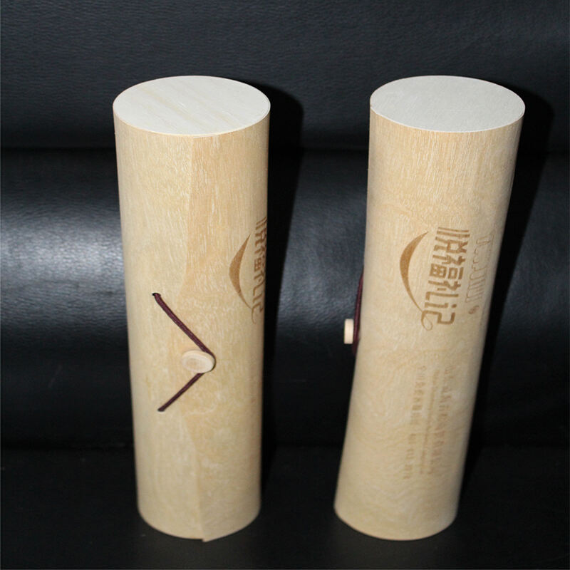 cylindrical tube soft birch veneer cork wood gift boxes for wine cake