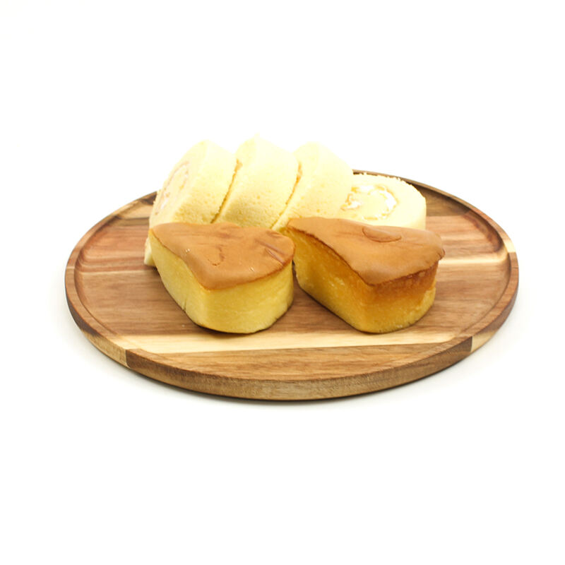 Plato redondo de madera maciza de acacia para pastel, queso, comida, fruta