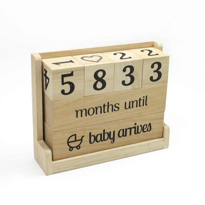 wooden creative decoration desktop calendar with wood Building block toy for children education