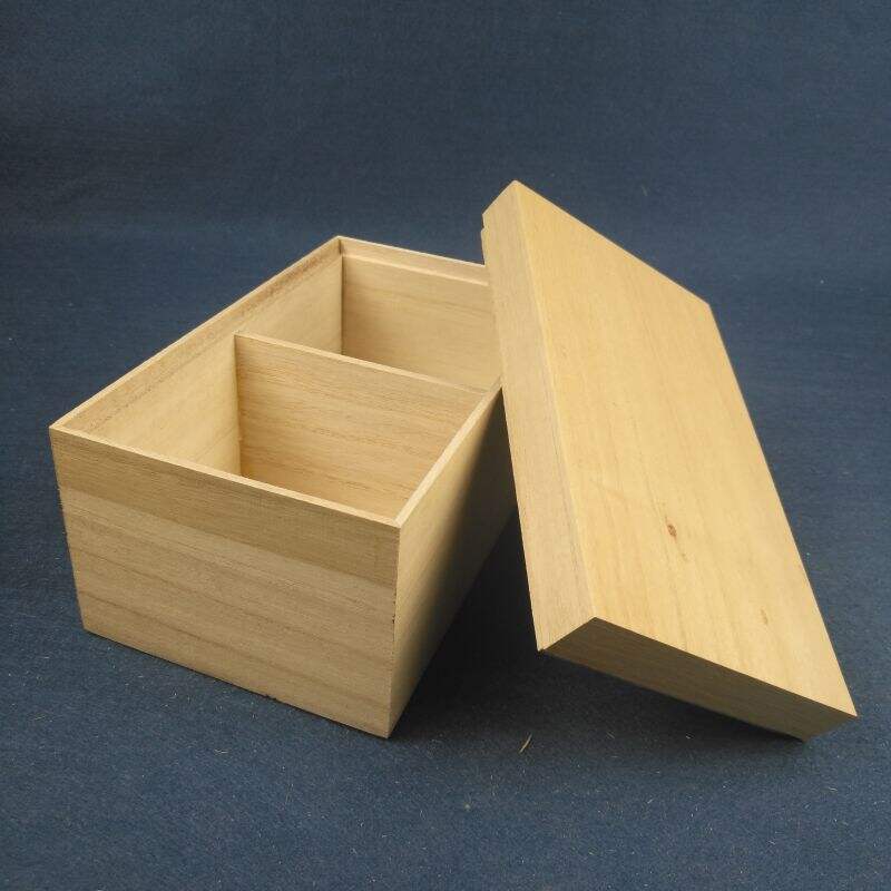 Caja de madera de paulownia con compartimentos divisores para el mercado japonés