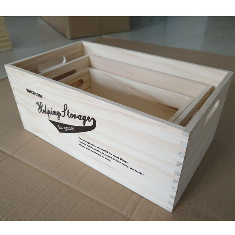 toy tool fruit vegetalbe book pine wood storage box set of 3 for